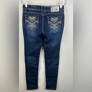 Clash Jeans USA Embellished Flap Pockets Skinny Low Rise Juniors Size 7